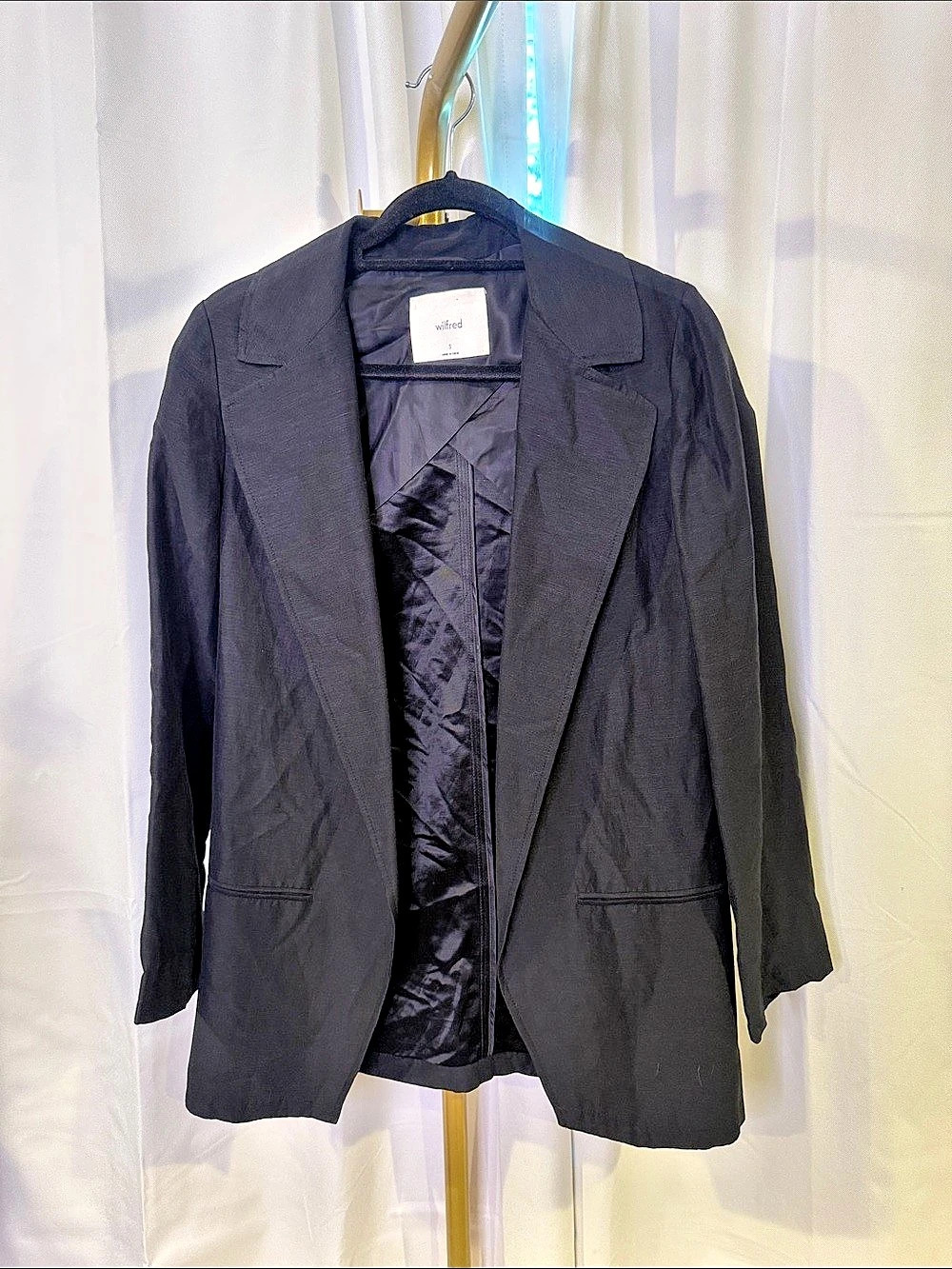 Aritzia Wilfred Linen Blend Oversized Black Blazer Small